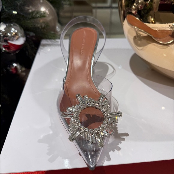 Amina Muaddi Transparent and Silver Embellished Heels - Picture 12 of 12